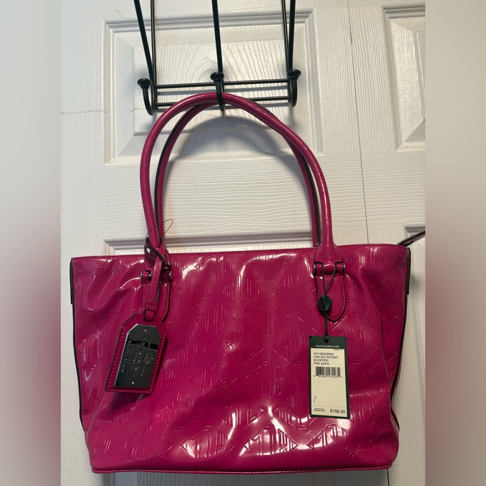 Lauren Ralph Lauren pink patent handbag. NWT!! - Picture 2 of 14